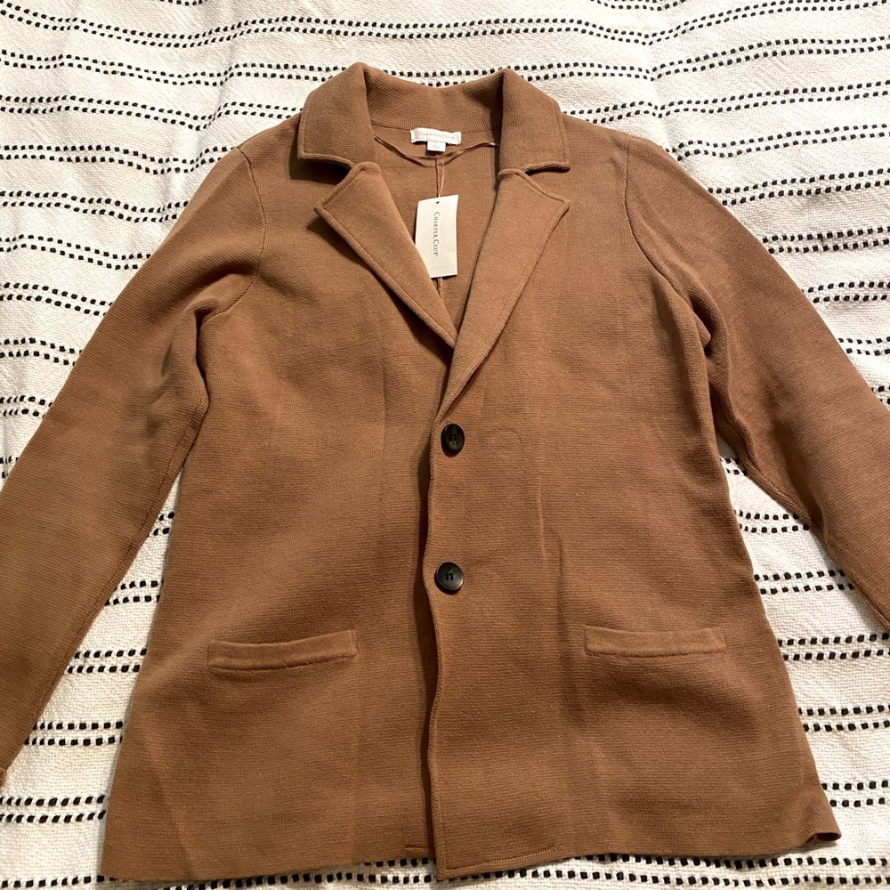Camel Knitted Sweater Cardigan NWT